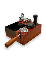 Brewedco Coffee Organiser Box with an inbuilt tamping stand and knock box